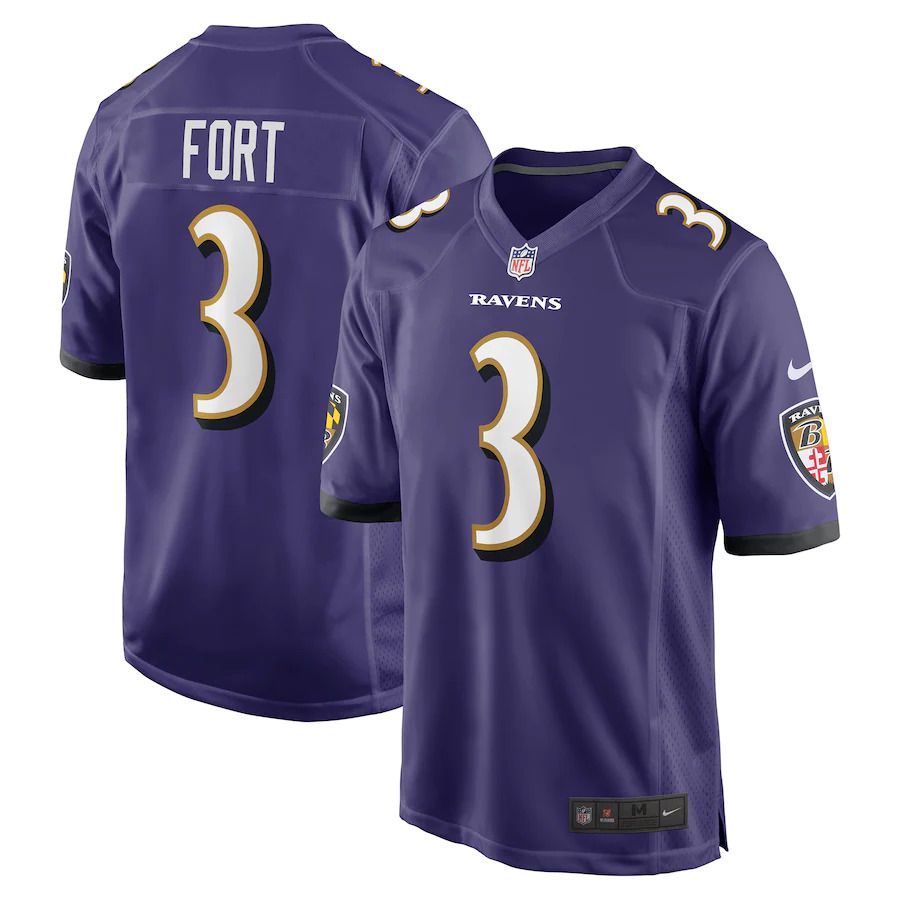 Men Baltimore Ravens #3 LJ Fort Nike Purple Game Player NFL Jersey